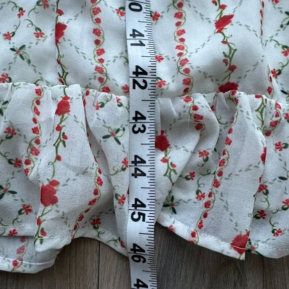 With Jean Cottagecore White Empire Waist Floral Midi Dress - Picture 9 of 13